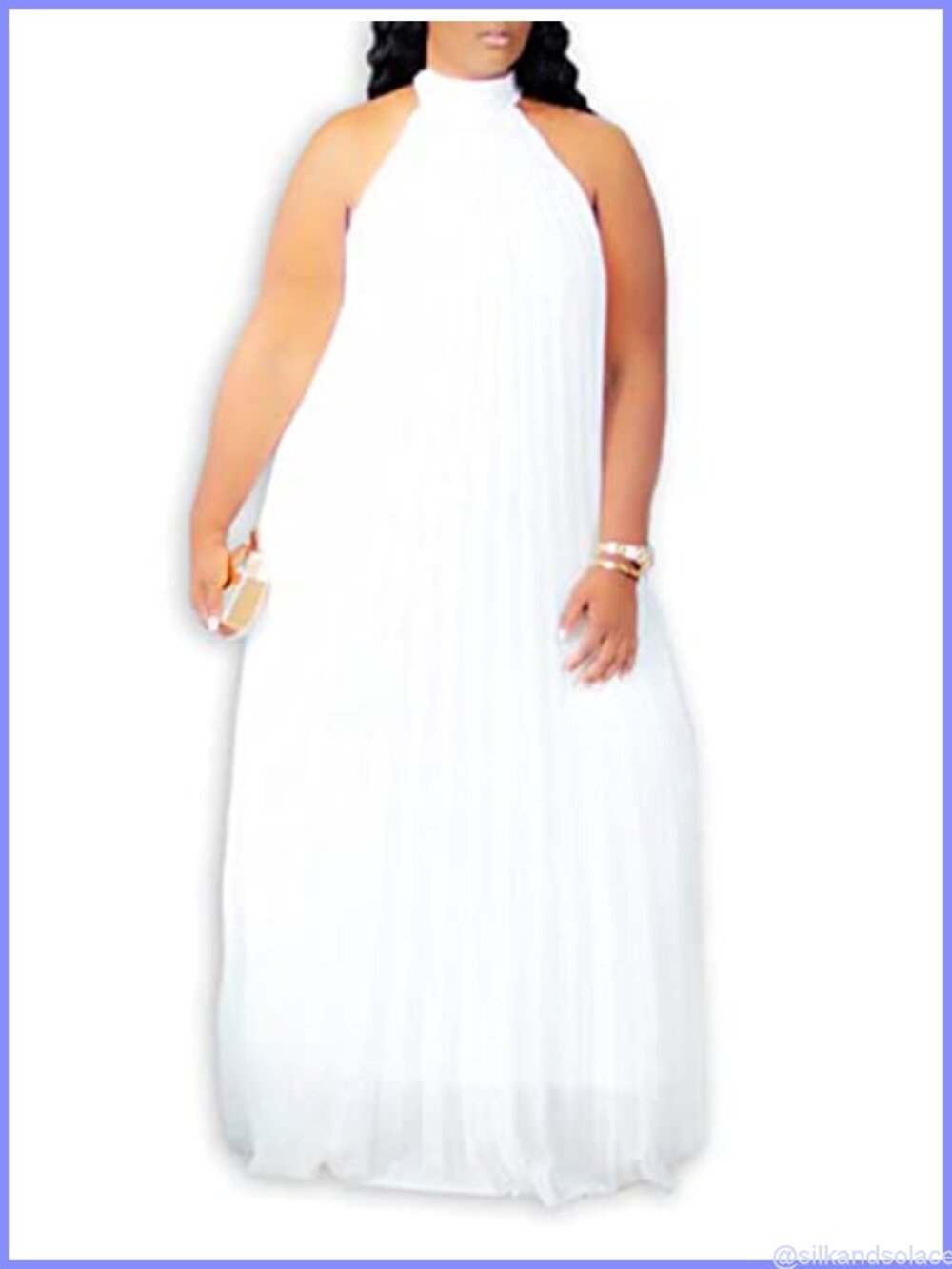 Womens Plus Size Chiffon Loose Long Maxi Dress Halter Sleeveless Pleated Formal